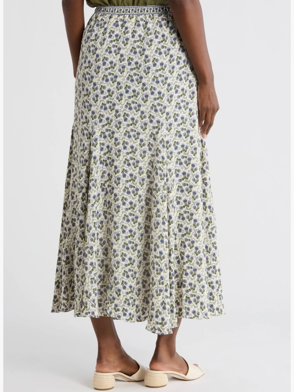 Max Studio White Floral Maxi Skirt with Olive and Lavender - Picture 2 of 3
